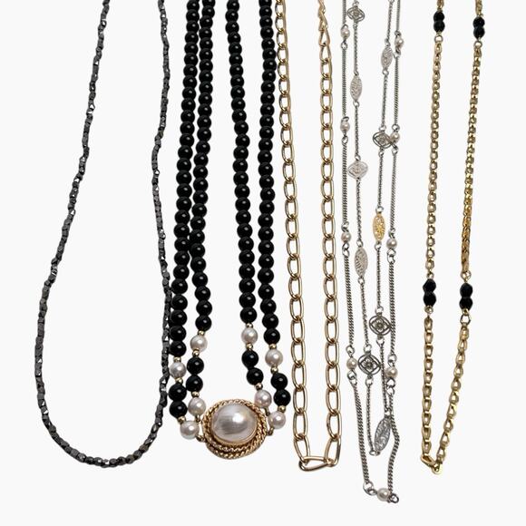 Necklaces Lot 5 Wearable Some Signed Gold And Silver Tone Chains Assorted Styles - Picture 4 of 7